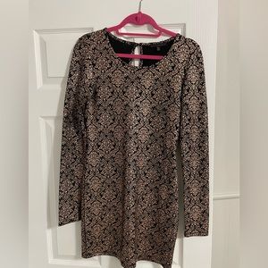 Lucca Couture long sleeve gold and black dress